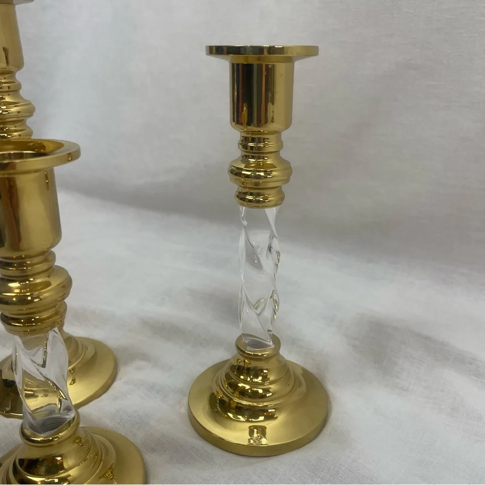 Set of 3 Vintage PartyLite Brass Candlestick Holders - Picture 5 of 9